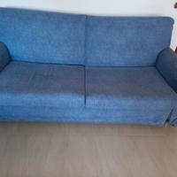 DIVANO 3/4 POSTI AZZURRO COMPLETO DI COPRID.ROSSO