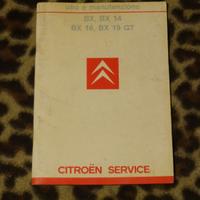 libretto uso e manutenzione citroen BX 14-16-19 gt