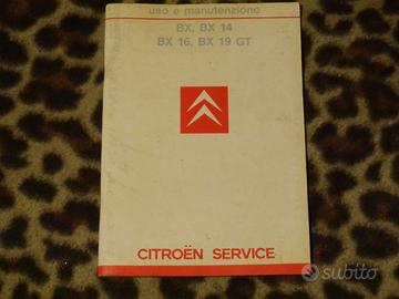 libretto uso e manutenzione citroen BX 14-16-19 gt