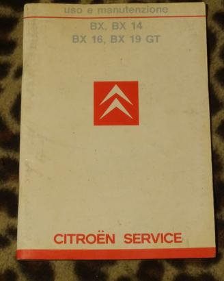 libretto uso e manutenzione citroen BX 14-16-19 gt