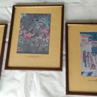 Set 3 stampe incorniciate  arte indiana 