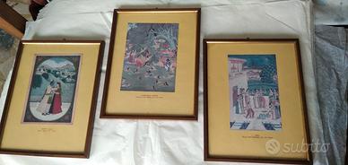 Set 3 stampe incorniciate  arte indiana 