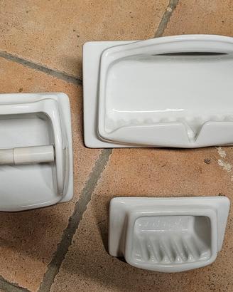 Portasapone e portarotolo in ceramica da incasso 