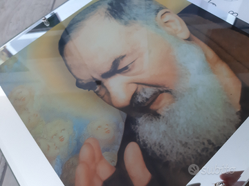 Quadro orologio con immagine Padre Pio illuminata