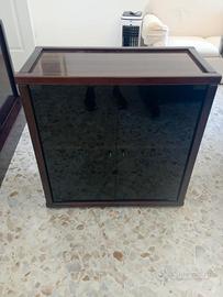 Mobiletto Vetrinetta Basso Anni '70 in Legno e Vet