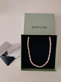 Collana girocollo di perle rosate NUOVA MAI USATA