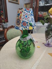 lampada damigiana di vetro decorata