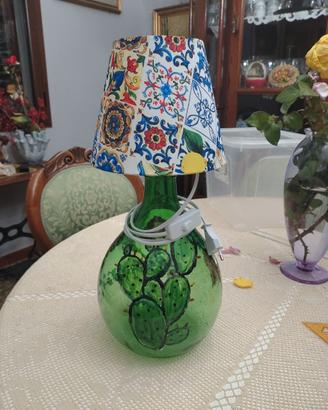 lampada damigiana di vetro decorata