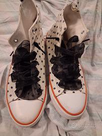 sneakers alte bianche a pois