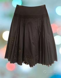 Gonna in puro cotone nero con ricami - Marella