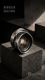 Anello modernista vintage argento massiccio 70s