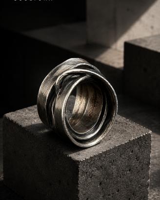 Anello modernista vintage argento massiccio 70s
