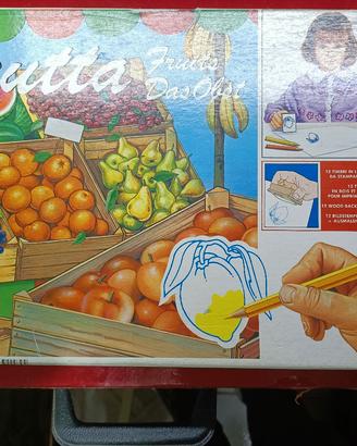 timbri in legno con f frutta da colorare