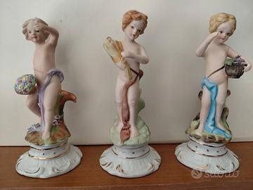 Lotto 3 statuine ceramica "PUTTI-AMORINI-ANGELI"