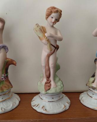 Lotto 3 statuine ceramica "PUTTI-AMORINI-ANGELI"
