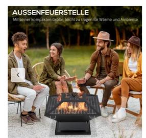 Braciere da giardino con griglia 45x45x34