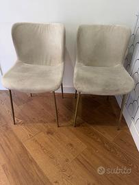 Coppia sedie velluto ecrù