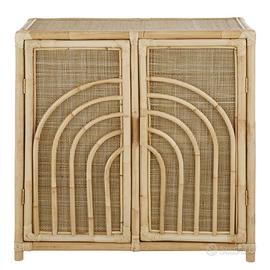 Mobiletto portaoggetti a 2 ante in rattan