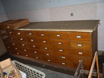 ANTICA CASSETTIERA DA FARMACIA NEGOZIO L. 290 CM