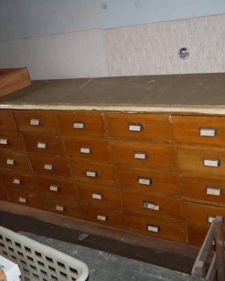ANTICA CASSETTIERA DA FARMACIA NEGOZIO L. 290 CM