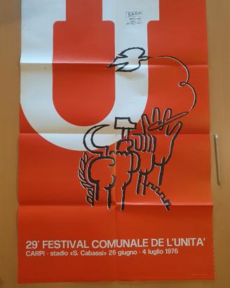 manifesto originale festival unità Carpi 1976 pci 