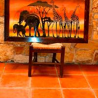 Dipinto Fauna Africana Su Telo Cotone Misto Seta A