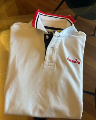Vintage Polo Diadora Classica Logo Rosso Milano