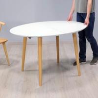 Tavolo ovale allungabile in MDF laccato bianco