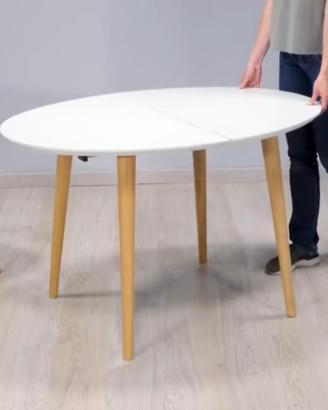 Tavolo ovale allungabile in MDF laccato bianco
