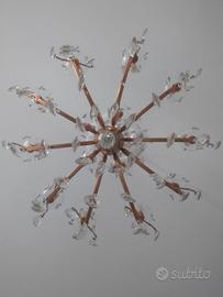 lampadario in oro e cristallo + 2 applique