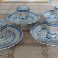 set 4 tazzine da caffè in porcellana cinese con de