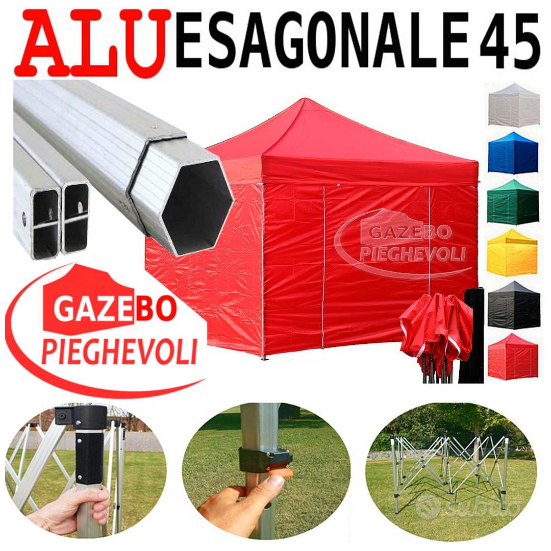 Gazebo pieghevole professionale in alluminio per mercatini 3x3 rosso