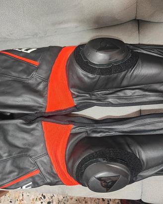PANTALONI PELLE DAINESE RACING 3 ROSSO FLUO T 54