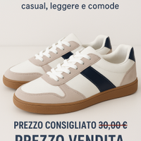 Sneakers uomo/donna bianche e beige – casual, legg