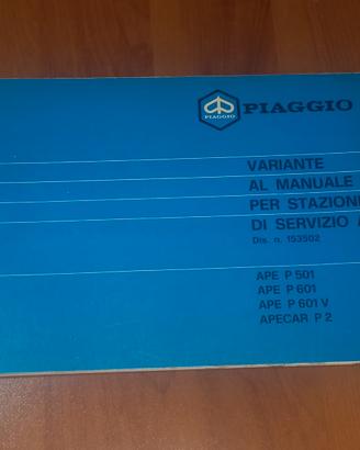 PIAGGIO, RIVISTA LIBRO, VARIANTE MANUALE USO - APE