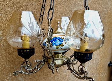 Sinfonia di Fiori-Lampadario in porcellana vetro