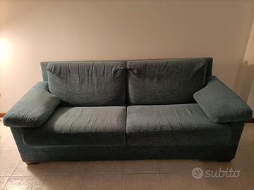 COPPIA DIVANI IN TESSUTO RIGATO BLU.