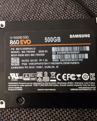 SSD Samsung 860 EVO 500GB SATA 2.5" – Nuovo