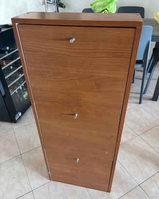 Scarpiera salvaspazio 3 ribalte effetto legno noce