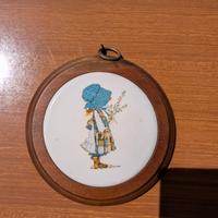 Quadretto vintage rotondo (Holly Hobbie style)