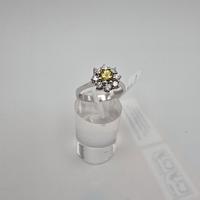 Anello Oro Bianco 18Kt. Zaffiro Giallo e Diamanti