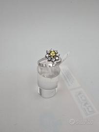 Anello Oro Bianco 18Kt. Zaffiro Giallo e Diamanti