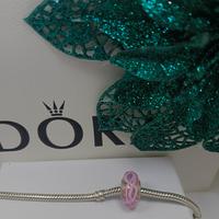 Nastro Rosa della Speranza Charm in Vetro di Muran