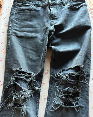Jeans strappati grigio scuro