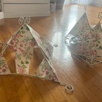 Set artigianale shabby chic,lampadario + 2 lampade