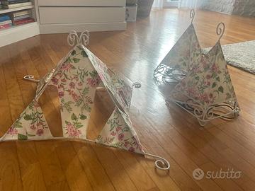 Set artigianale shabby chic,lampadario + 2 lampade