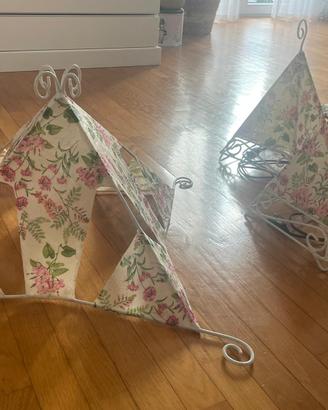 Set artigianale shabby chic,lampadario + 2 lampade