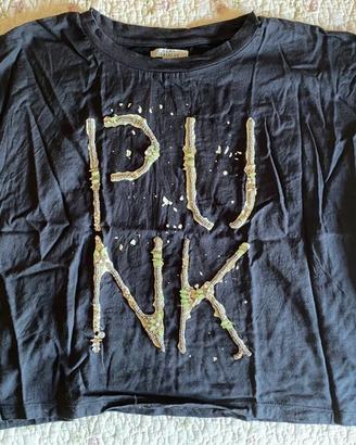 T-shirt nera Zara Trafaluc decorata - taglia M
