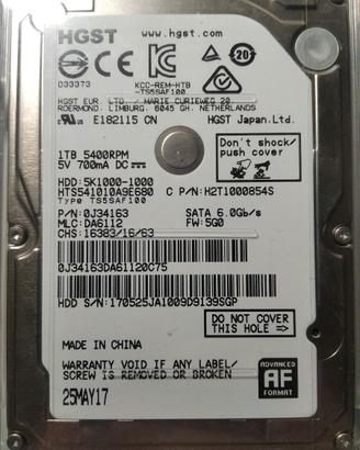 HDD SATA 2.5" HITACHI 1TB 5400RPM