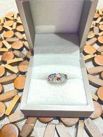 Anello oro rosa 375 con pietre multicolor